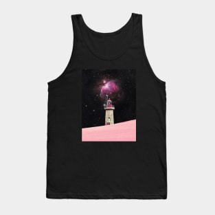 There's Always a Lighthouse  - Space Aesthetic, Retro Futurism, Sci Fi Tank Top